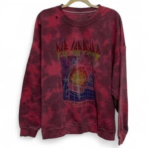 Def Leppard Pyromania Red Tie Dye Oversized Sweatshirt Size Small